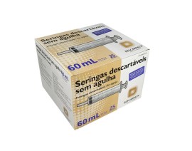 Seringa Descartável Sem Agulha Bico Cateter - 60 Ml - 25 Unid - Descarpack